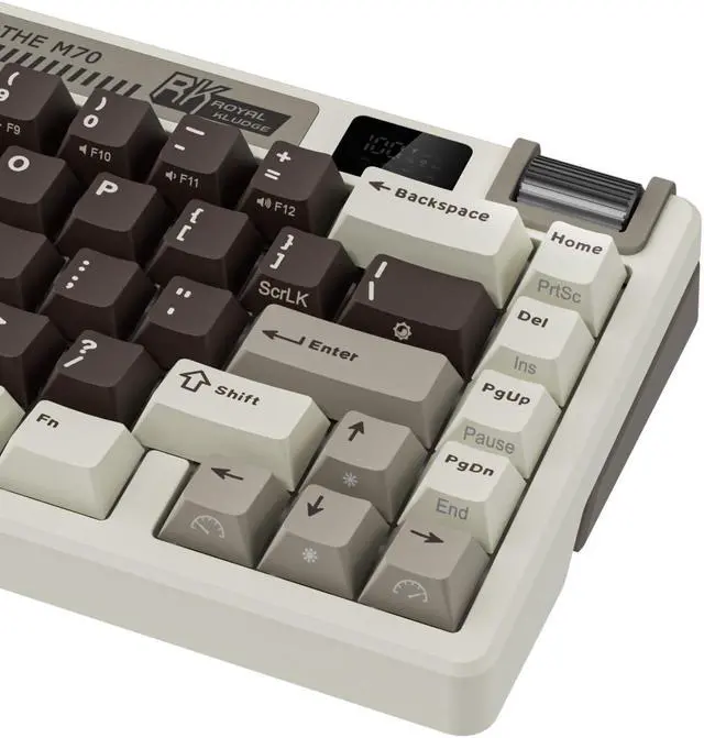 Alt view image 5 of 7 - RK ROYAL KLUDGE M70 Mocha Grey 73 Key Tri-Mode Wireless With TFT Screen Gasket Mechanical Keyboard Beige Switch