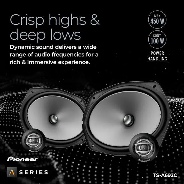 Alt view image 2 of 2 - Pioneer 6" x 9" - 450 W Max Power, Carbon/Mica-reinforced IMPP cone, 20mm PI Tweeter - Composite Speakers (pair)