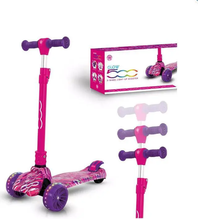 Main image of Kids Mixed Colors 3 Wheel Kick Scooter Fushia Pink Kids Mixed Colors 3 Wheel Kick Scooter Fushia Pink For Girls Ages 3 and Up!