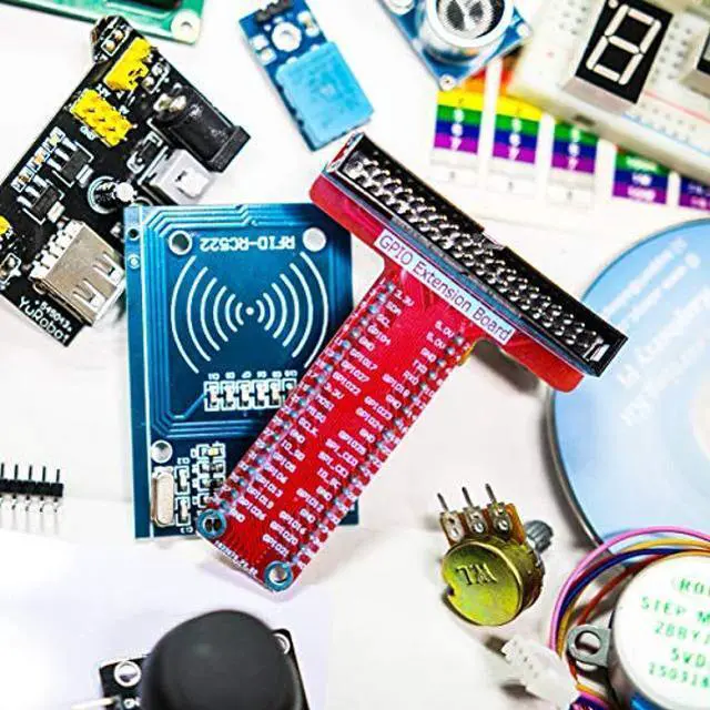 Alt view image 5 of 5 - Adeept RFID Starter Kit for Raspberry Pi 4 3 Model B+ B, Stepper Motor, ADXL345, 40-pin GPIO Extension Board, Solderless Breadboard, C and Python Code, Beginners Learning Kit with 140 Pages Guidebook