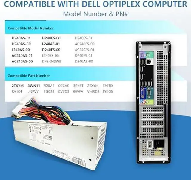 Alt view image 3 of 5 - POINWER H240AS-01 H240AS-00 L240AS-00 2TXYM 3WN11 240W Optiplex 7010 SFF Power Supply for Dell Optiplex 390 790 960 990 3010 9010 Small Form Factor Systems CCCVC 3RK5T ac240as-00 D240ES-00