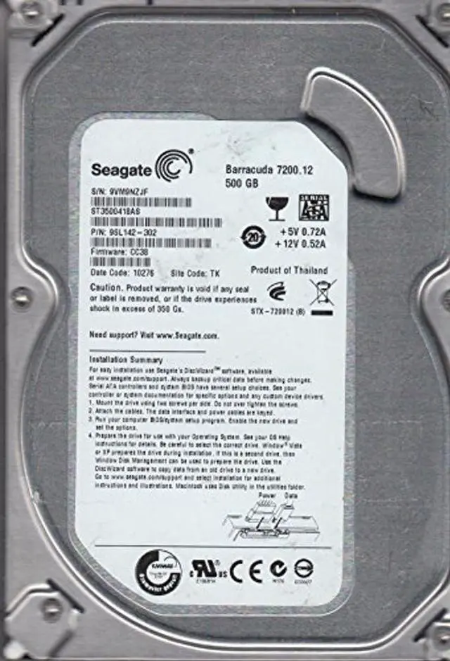 Alt view image 5 of 5 - Seagate ST3500418AS 500GB Hard Drive