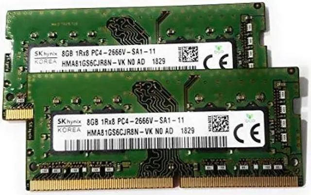 Main image of Genuine OEM Laptop SK Hynix Ram HMA81GS6CJR8N-VK 16GB (2X8GB) PC4-21300 DDR4-2666MHz Non-ECC Unbuffered CL19 260-Pin SoDimm 1.2V Single Rank Laptop Memory (16GB (2x8GB))