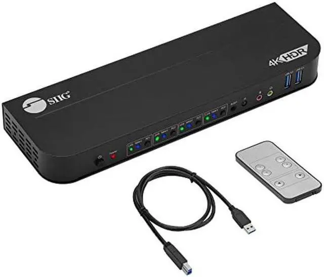 Main image of SIIG 4-Port 4K KVM Switch HDMI with Remote Control, 1x HDMI Output, 2X USB 3.2 Type-A Ports, EDID Bypass, Compatible with Windows and Mac (CE-KV0F11-S1)