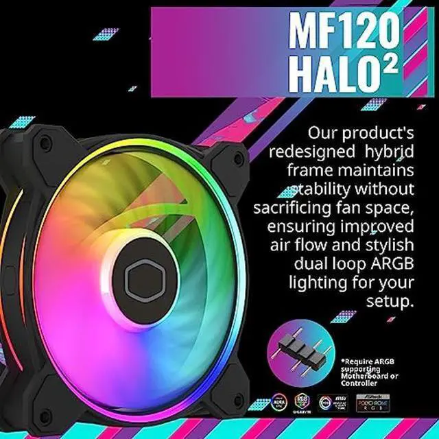 Alt view image 3 of 5 - Cooler Master Hyper 212 Halo Black CPU Air Cooler, MF120 Halo2 Fan, Dual Loop ARGB, Aluminum Top Cover, 4 Copper Heat Pipes, 154mm (H) for AMD Ryzen AM5/AM4, Intel LGA1700/1200 (RR-S4KK-20PA-R1)