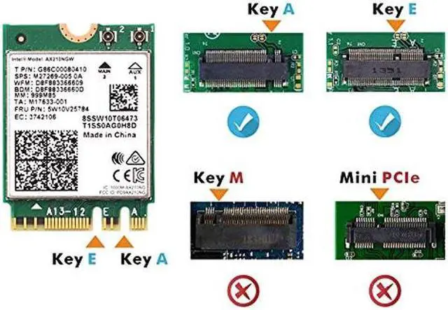 Alt view image 2 of 5 - TelDaykemei Wi-Fi 6E AX210 Bluetooth 5.2 + 5374Mbps 2.4Ghz 5Ghz 6Ghz M.2 2230 Key E Desktop Kit Wireless Adapter AX210NGW Gigabit Network Card 802.11ax/ac MU-MIMO OFDMA Windows 10 with 6Dbi Antenna