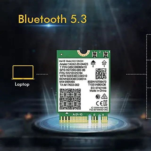 Alt view image 5 of 5 - 10Dbi Antenna Wi-Fi 6E AX210 Bluetooth 5.3 5374Mbps 2.4Ghz 5Ghz 6Ghz 802.11ax/ac M.2 2230 Key E Desktop Kit Wireless Adapter AX210NGW Windows 10/11 giyqxHw