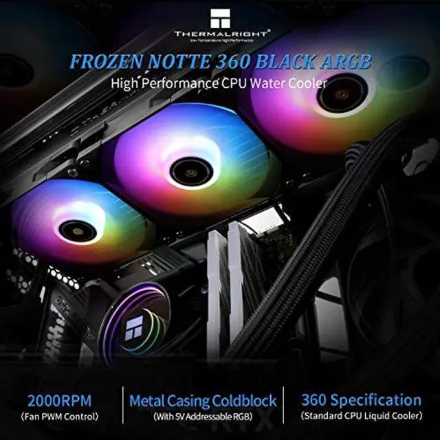 Alt view image 2 of 5 - Thermalright Frozen Notte 360 Black ARGB Water Cooling CPU Cooler, 360 Black CPU Cooler Specifications, 3x120mm PWM Fans, S-FDB V2 Bearings, Suitable for AMD/AM4, Intel LGA 1700/1150/1200/2011/2066