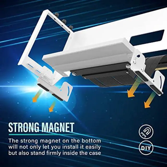 Alt view image 5 of 5 - EZDIY-FAB PCIe 4.0 GPU Mount Bracket with ARGB LED Module, Multi-Angle Adjustment with Riser Cable, Compatible to RTX4090, 4080, 4070ti- White
