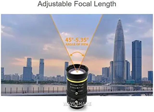 Alt view image 4 of 5 - Waveshare Industrial Zoom Lens 8-50mm Adjustable Focal Length with Adjustable Angle of View C-Mount Compatible with Raspberry Pi HQ Camera
