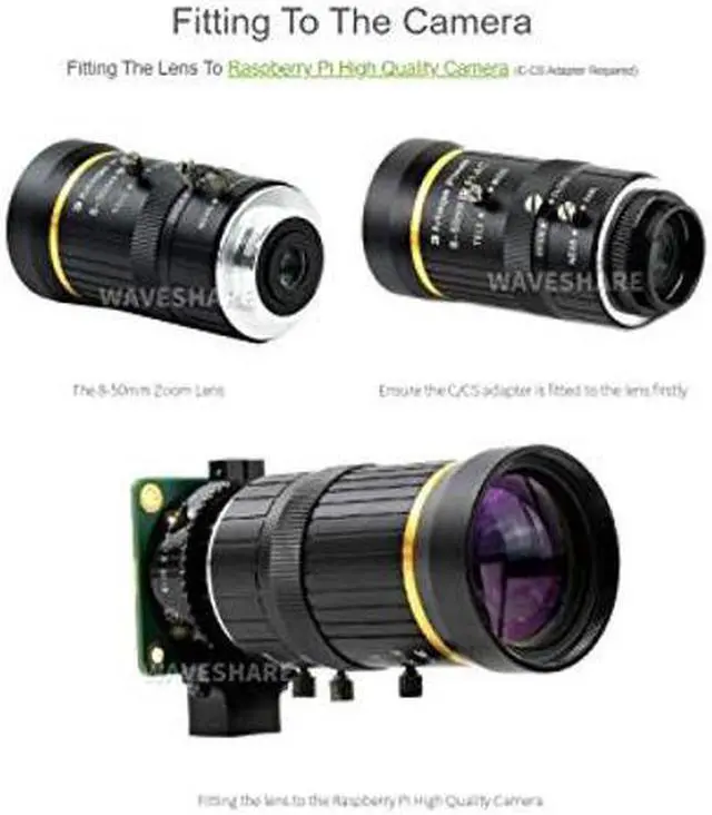 Alt view image 5 of 5 - Waveshare Industrial Zoom Lens 8-50mm Adjustable Focal Length with Adjustable Angle of View C-Mount Compatible with Raspberry Pi HQ Camera