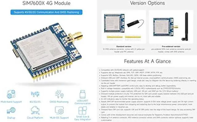 Alt view image 3 of 5 - Waveshare SIM7600G-H 4G Communication Module, Multi-Band Support, Compatible with 4G/3G/2G, with GNSS Positioning-Standard Version