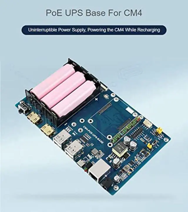 Alt view image 2 of 5 - Waveshare PoE UPS Uninterruptible Power Supply Base Board for Raspberry Pi Compute Module 4 with Gigabit Ethernet/Dual HDMI/Quad USB2.0 etc.Interfaces