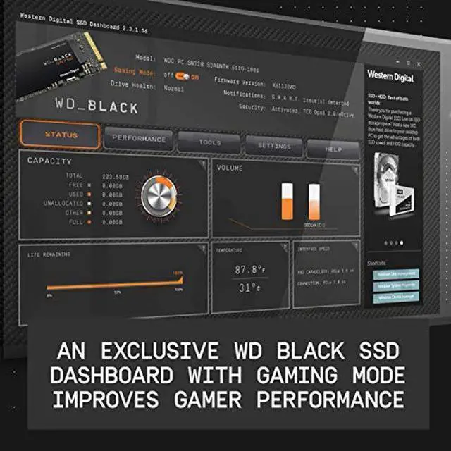 Alt view image 4 of 5 - WD_BLACK 1TB SN750 NVMe Internal Gaming SSD Solid State Drive - Gen3 PCIe, M.2 2280, 3D NAND, Up to 3,470 MB/s - WDS100T3X0C