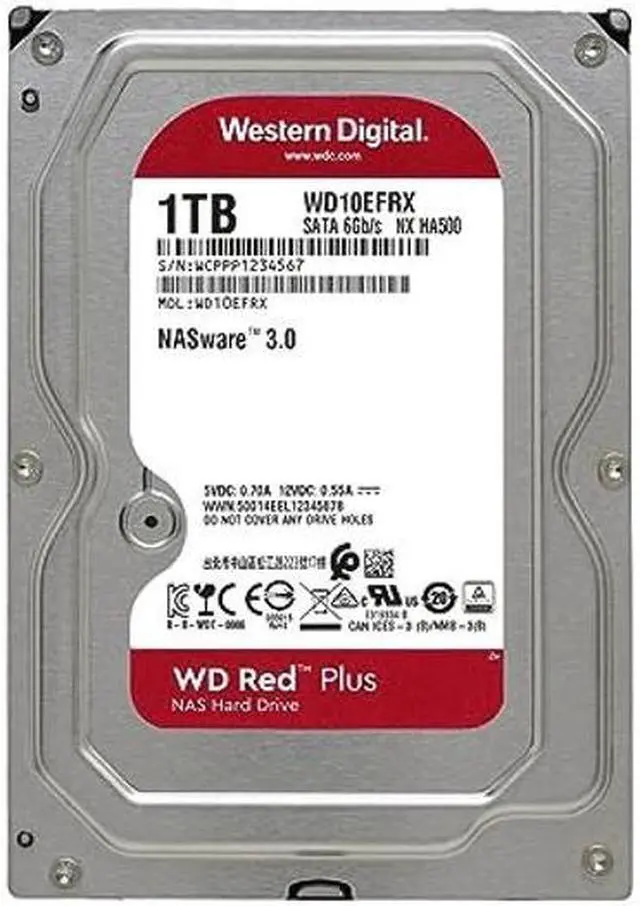 Alt view image 2 of 5 - Western Digital 1TB WD Red Plus NAS Internal Hard Drive HDD - 5400 RPM, SATA 6 Gb/s, CMR, 64 MB Cache, 3.5" - WD10EFRX
