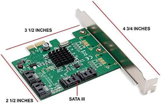 Alt view image 3 of 5 - I/O Crest 4 Port SATA III PCI-e 2.0 x1 Controller Card Marvell 9215 Non-Raid with Low Profile Bracket SI-PEX40064