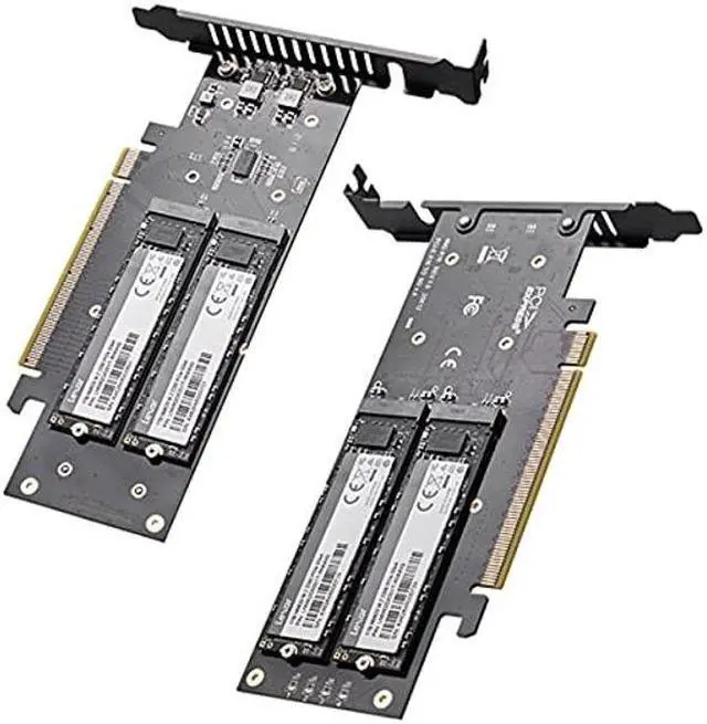 Alt view image 3 of 5 - JEYI Quad NVMe PCIe 4.0 Expansion Card with Heatsink Enclosure, Supports 4 NVMe M.2 SSD 2280 up to 8TB, Raid Bandwidth 256Gbps, Required Bifurcation