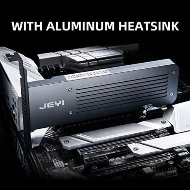 Alt view image 4 of 5 - JEYI Quad NVMe PCIe 4.0 Expansion Card with Heatsink Enclosure, Supports 4 NVMe M.2 SSD 2280 up to 8TB, Raid Bandwidth 256Gbps, Required Bifurcation