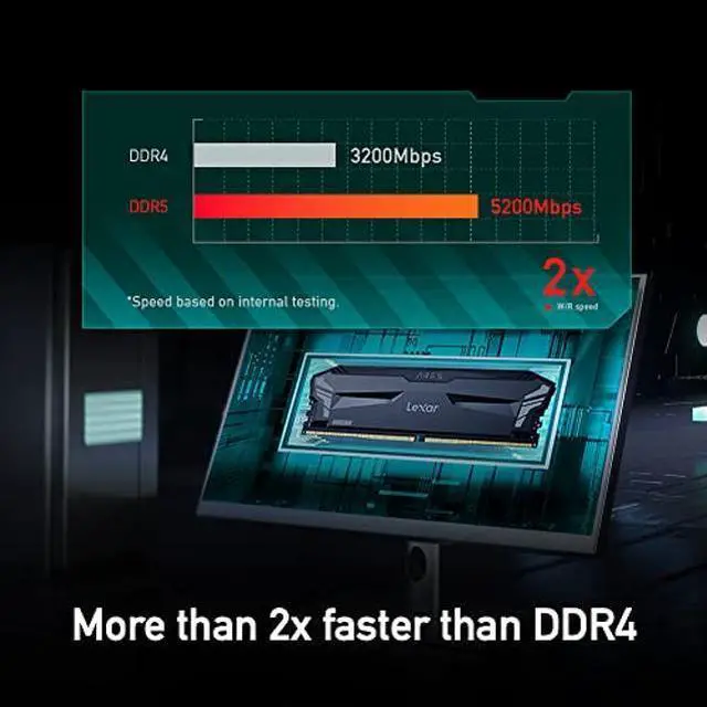 Alt view image 4 of 5 - Lexar ARES 32GB (2x16GB) DDR5 RAM 5200MHz CL38 Desktop Memory (Gray) LD5CU016G-R5200GD2A -  Exclusive