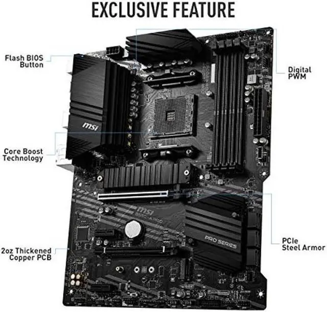 Alt view image 3 of 5 - MSI B550-A PRO ProSeries Motherboard (AMD AM4, DDR4, PCIe 4.0, SATA 6Gb/s, M.2, USB 3.2 Gen 2, HDMI/DP, ATX)