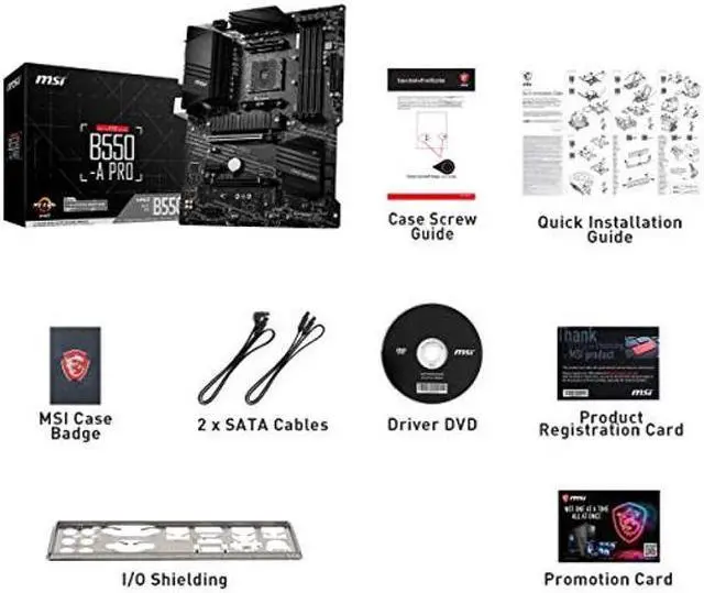 Alt view image 5 of 5 - MSI B550-A PRO ProSeries Motherboard (AMD AM4, DDR4, PCIe 4.0, SATA 6Gb/s, M.2, USB 3.2 Gen 2, HDMI/DP, ATX)