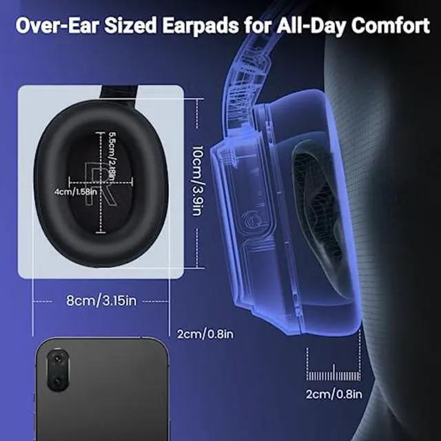 Alt view image 3 of 5 - Headset with Microphone for PC, USB Computer Headsets AI-Powered Environmental Noise Cancelling Headphone with Busylight, Mic Mute Boom & Volume Control, Wired Over-Ear Headset for Laptop/Work/Office
