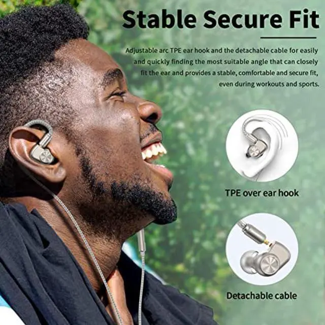 Alt view image 4 of 5 - SoundMAGIC E90C Wired Earbuds with Microphone - Coaxial Dual Driver in Ear Monitor Earphones HiFi Stereo Over-Ear Hooks IEM Headphones with Detachable Cable for Musician Audiophile