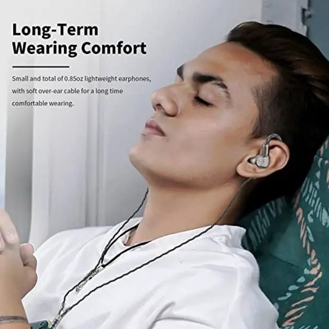 Alt view image 5 of 5 - SoundMAGIC E90C Wired Earbuds with Microphone - Coaxial Dual Driver in Ear Monitor Earphones HiFi Stereo Over-Ear Hooks IEM Headphones with Detachable Cable for Musician Audiophile
