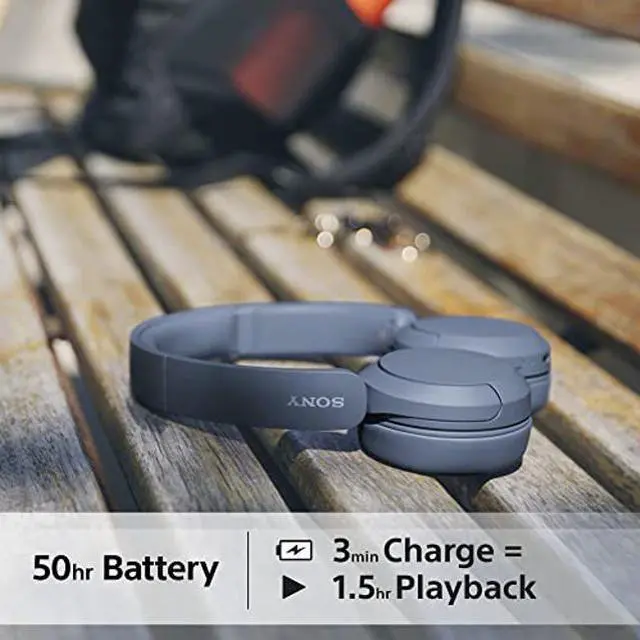 Alt view image 5 of 5 - Sony WH-CH520L Wireless Bluetooth Headphones - Up to 50 Hours Battery Life with Quick Charge Function, On-Ear Model - Matte Blue