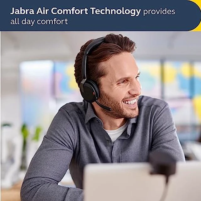 Alt view image 2 of 5 - Jabra Evolve2 65 Flex Wireless Stereo Headset - Bluetooth, Noise-Cancelling ClearVoice Technology & Hybrid ANC - Certified for Microsoft Teams - Black