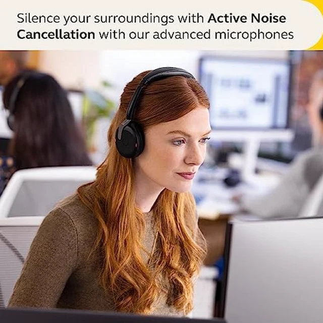 Alt view image 3 of 5 - Jabra Evolve2 65 Flex Wireless Stereo Headset - Bluetooth, Noise-Cancelling ClearVoice Technology & Hybrid ANC - Certified for Microsoft Teams - Black