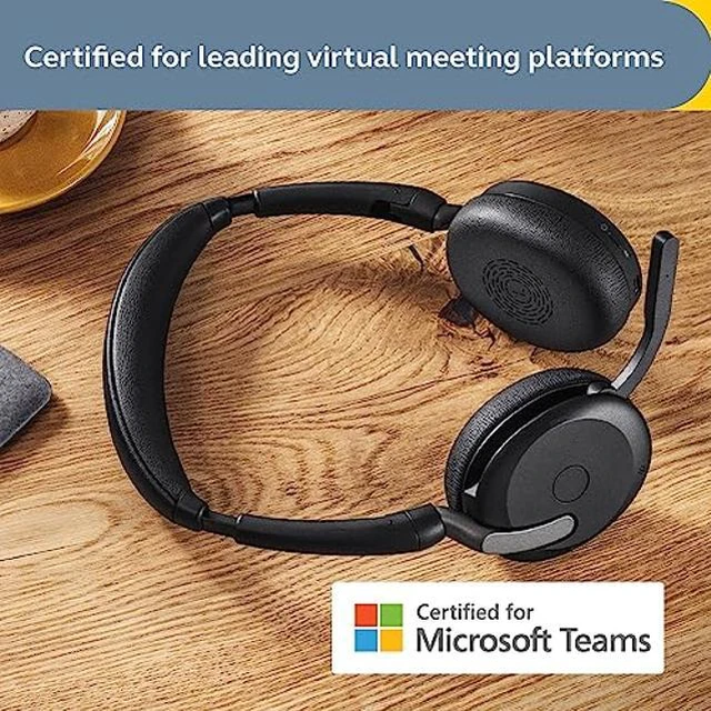 Alt view image 5 of 5 - Jabra Evolve2 65 Flex Wireless Stereo Headset - Bluetooth, Noise-Cancelling ClearVoice Technology & Hybrid ANC - Certified for Microsoft Teams - Black