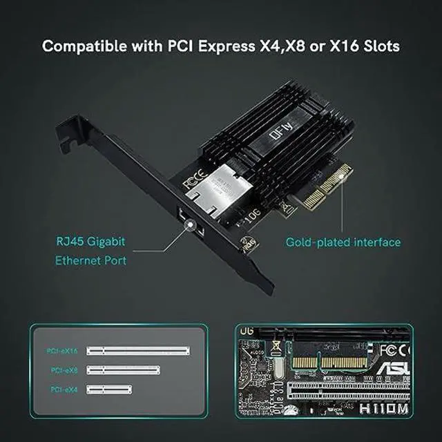 Alt view image 4 of 5 - QFly 10Gb PCI-e Network Card, PCIe to 10 Gigabit Ethernet Adapter,Marvell AQtion AQC113C Controller,10G Base-T RJ45 Port NIC Card,Support Windows10/11/Server