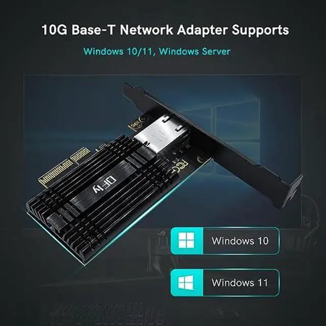Alt view image 5 of 5 - QFly 10Gb PCI-e Network Card, PCIe to 10 Gigabit Ethernet Adapter,Marvell AQtion AQC113C Controller,10G Base-T RJ45 Port NIC Card,Support Windows10/11/Server