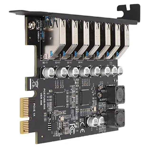 Alt view image 5 of 5 - Sanpyl 7 Port PCIE Expansion Card, PCIE to USB3.2 Expansion Card 5Gbps High Speed Transmission PCIE USB Card Internal USB Hub Converter Extender Adapter Card