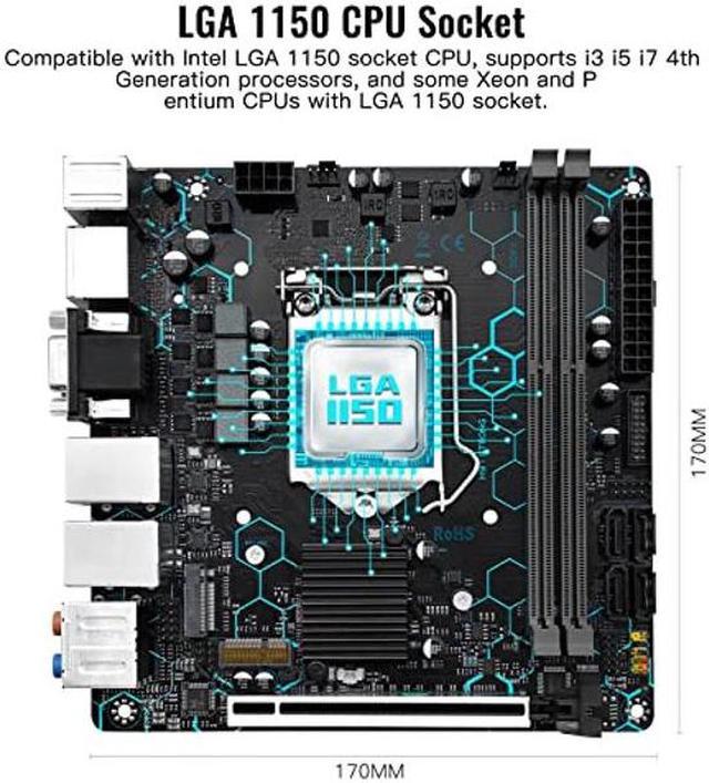 SHANGZHAOYUAN H97 Strong LGA 1150 Motherboard for Intel 4th Gen Core i7/i5/ i3/E3 Processor (Mini ITX