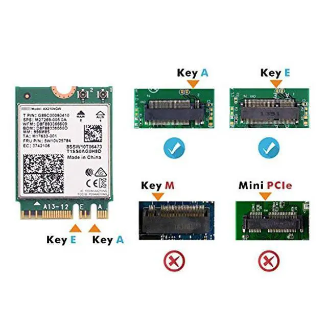 Alt view image 3 of 5 - AX210NGW DTK WiFi Card WiFi 6E Supports 6GHz, 2230, 2x2 AX+BT 5.3+Tri-Band, Includes RF Cable (11 inch), 5dBi High Gain Antennas and Low-Profile Brackets