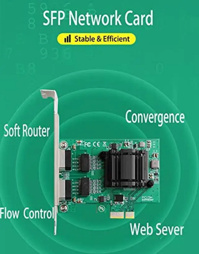 Alt view image 2 of 5 - 2-Port Gigabit PCIe SFP Network Card 1000M Dual Ports PCI Express Ethernet Adapter with Intel 82571EB LAN NIC Card for Support PXE for Windows/Windows Server/Linux with Low Profile