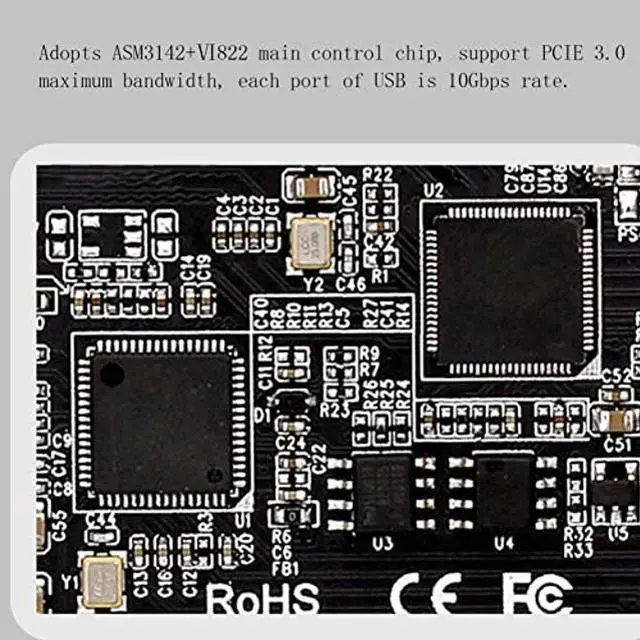 Alt view image 5 of 5 - Vbestlife PCIe Type C Card, PCIe3.0 to USB 3.2 Gen 2 Card with 10 Gbps Bandwidth USB Ports, PCI Express (PCIe) Expansion Card USB Card for Desktop PC