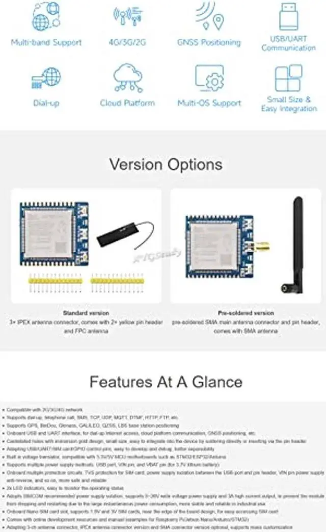 Alt view image 2 of 5 - SIM7600G-H 4G Communication Module Support Multi-Band Compatible with 4G/3G/2G with GNSS Positioning @XYGStudy (SIM7600G-H 4G Module)