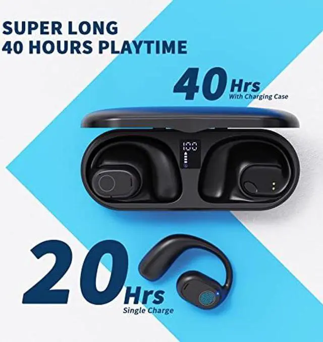 Alt view image 4 of 5 - Open Ear Headphones, Bluetooth 5.3 Wireless Headphones with Digital Display Charging Case 40 Hours Playtime True Wireless Open Ear Earbuds with Earhooks Sports Headphones for Running, Walking, Workout
