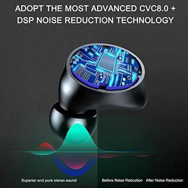 Alt view image 4 of 5 - Wireless Earbuds, Bluetooth 5.1 Earbuds with 140H Playtime, Bluetooth Headphones Noise Cancelling Stereo Bass Wireless Earphones in Ear with Mic, USB-C Charging Case, IP7 Waterproof Headset for Sports