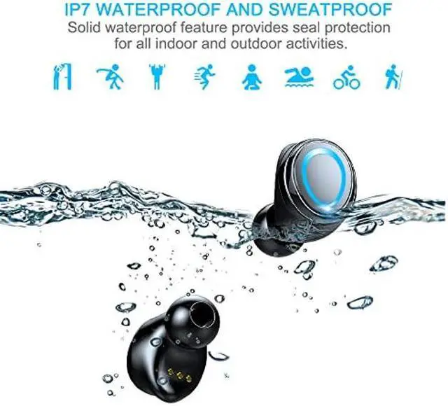 Alt view image 5 of 5 - Wireless Earbuds, Bluetooth 5.1 Earbuds with 140H Playtime, Bluetooth Headphones Noise Cancelling Stereo Bass Wireless Earphones in Ear with Mic, USB-C Charging Case, IP7 Waterproof Headset for Sports