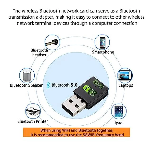 Alt view image 3 of 5 - DIGISHUO Mini WiFi Dongle | USB Bluetooth WiFi Receiver Driver Free Dual Band Network Card, 600Mbps Dual Band 2.4 | 5Ghz Wireless Network External Receiver, for PC | Laptop | Desktop