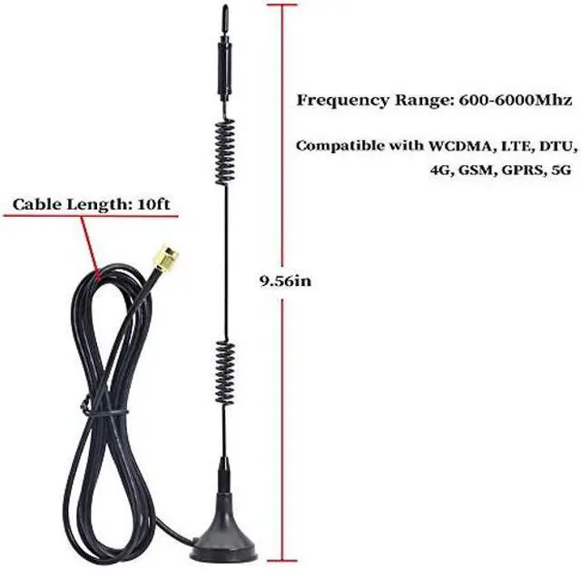 Alt view image 3 of 4 - [Upgraded] Dual Band WiFi 2.4GHz 5GHz 5.8GHz 12dBi 4g Antenna Magnetic Base SMA Male Antenna for WiFi Router Signal Booster Repeater Range Extender Wireless Network Card Security IP Camera - 1pack