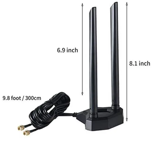 Alt view image 2 of 5 - Dual Band WiFi 2.4GHz 5GHz 5.8GHz RP-SMA Male WiFi Antenna with Magnetic Base for PC Desktop Computer PCI-E WiFi Network Card USB WiFi Adapter Bluetooth Card Wireless Router, Eifagur
