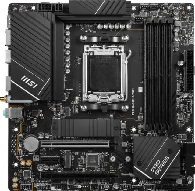 Alt view image 2 of 5 - MSI PRO B650M-A WiFi ProSeries Motherboard (AMD AM5, mATX, DDR5, PCIe 4.0, M.2, SATA 6Gb/s, USB 3.2 Gen 2, HDMI/DP, Wi-Fi 6E, AMD Ryzen 7000 Series Desktop Processors)