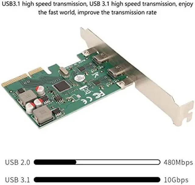 Alt view image 3 of 5 - USB C Asmedia Chipset Expansion Card, PCI Express 4X to USB 3.1 Gen 2 Expansion Card, PCI Expansion Card with Fast Transfer Speed for Windows Linux
