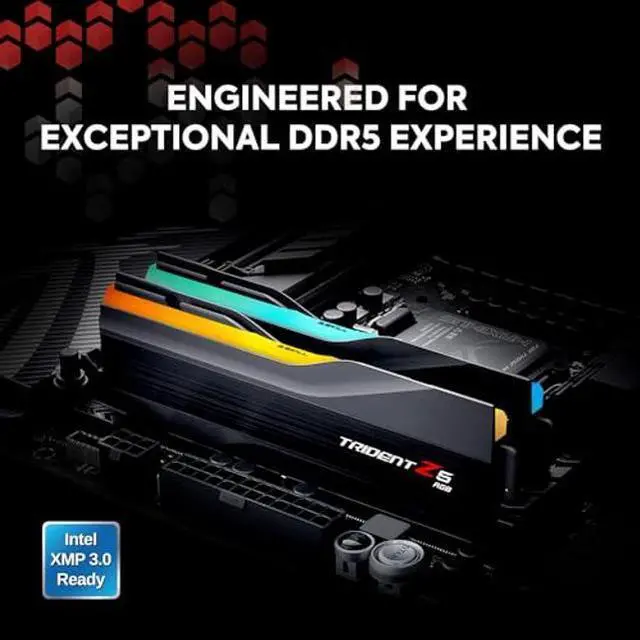 Alt view image 2 of 5 - G.SKILL Trident Z5 RGB Series (Intel XMP 3.0) DDR5 RAM 32GB (2x16GB) 7800MT/s CL36-46-46-125 1.45V Desktop Computer Memory UDIMM - Matte Black (F5-7800J3646H16GX2-TZ5RK)