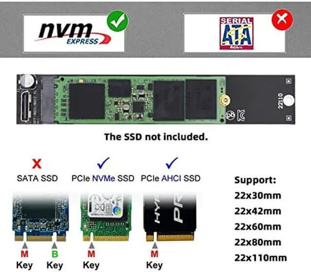 Alt view image 4 of 5 - NFHK Oculink SFF-8612 SFF-8611 to M.2 Kit NGFF M-Key to NVME PCIe SSD 2280 22110mm Adapter for Mainboard